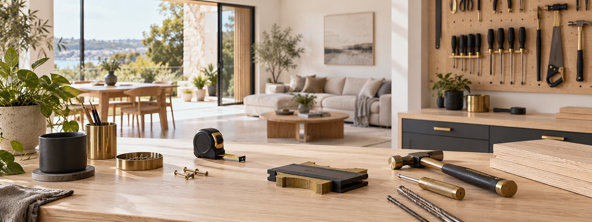 Modern home workshop with Rivet & Room design palette